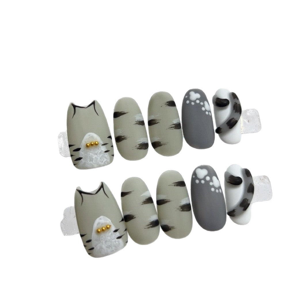 Sen Nail 猫ネイルチップ｜可愛い猫デザイン つけ爪 詳細画像2、猫モチーフの大人向けネイルチップ
