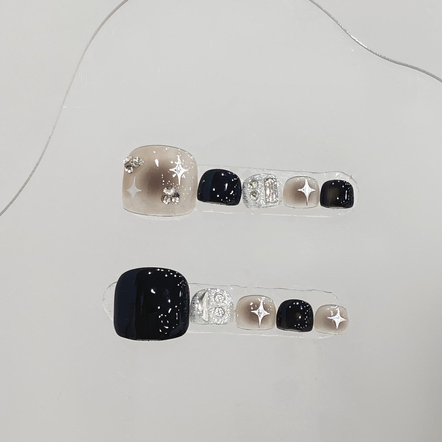Sen Nail ブラック系フットネイルチップ B37｜上品 詳細画像2、B37 ブラック系・上品のフットネイルチップ