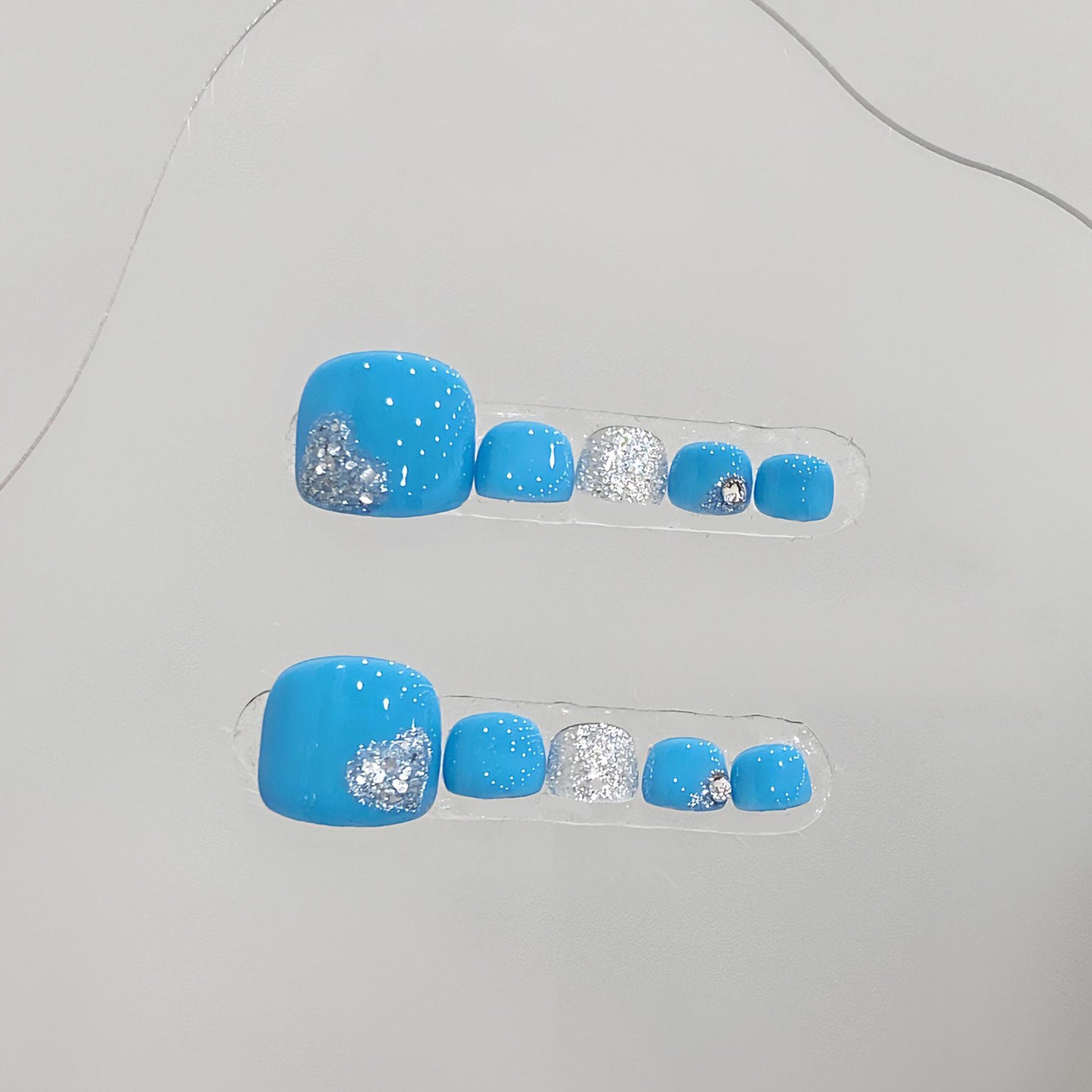 Sen Nail ブルー系フットネイルチップ B47｜上品 詳細画像2、B47 ブルー系・上品のフットネイルチップ
