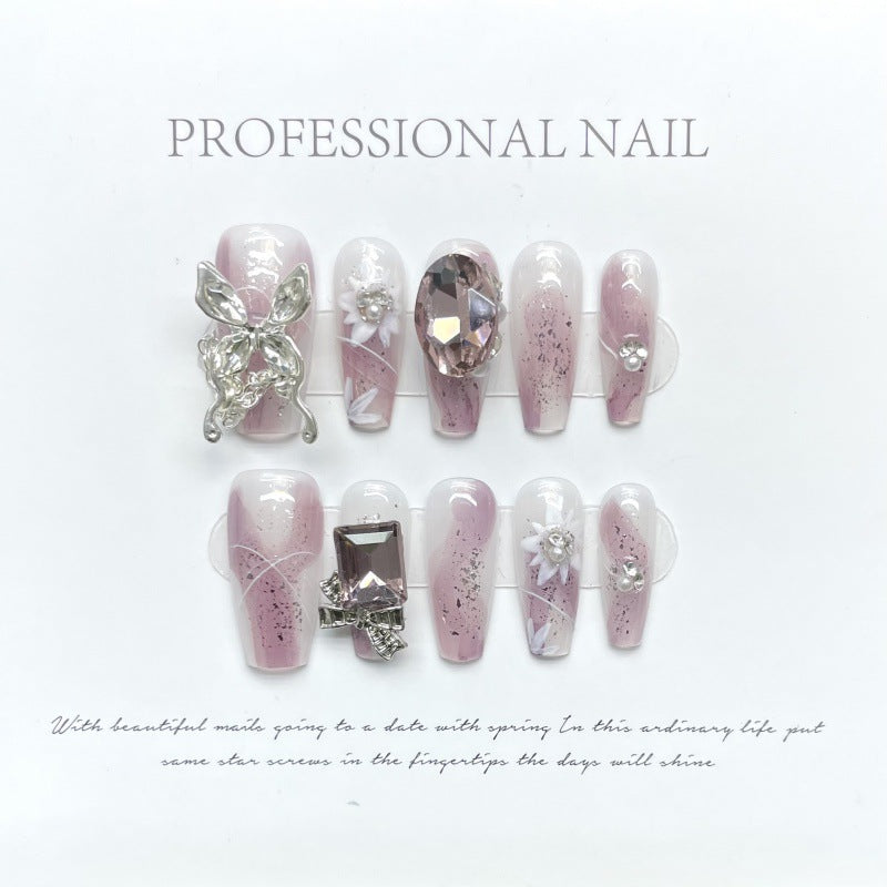 大人向けのヌーディーグラデーションネイルチップ。Sen Nailの上品なショートデザインです。