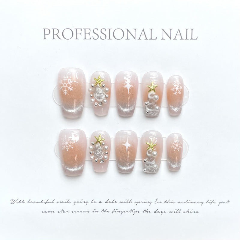 大人向けのヌーディーグラデーションネイルチップ。Sen Nailの上品なショートデザインです。