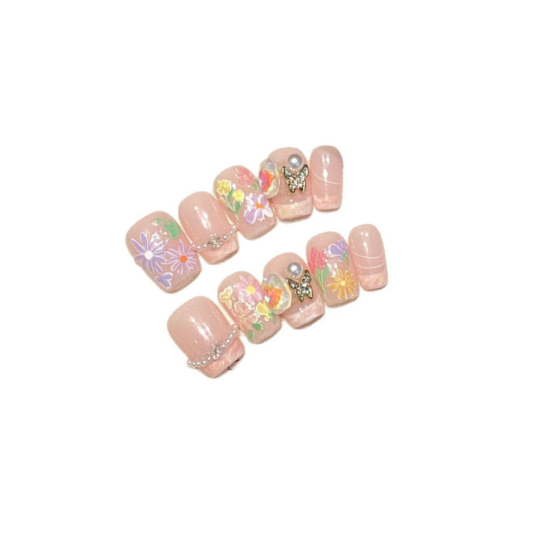 日常使いしやすい春夏フラワーネイルチップ。Sen Nailの爽やかなニュアンスデザインです。