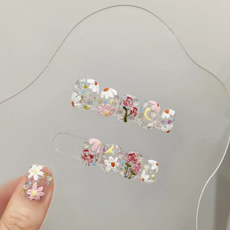 大人向けの春夏フラワーネイルチップ。Sen Nailの爽やかなニュアンスデザインです。