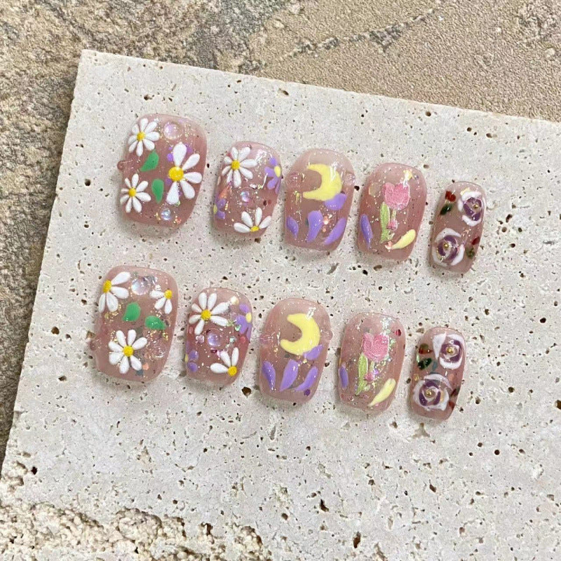 大人向けの春夏フラワーネイルチップ。Sen Nailの爽やかなニュアンスデザインです。