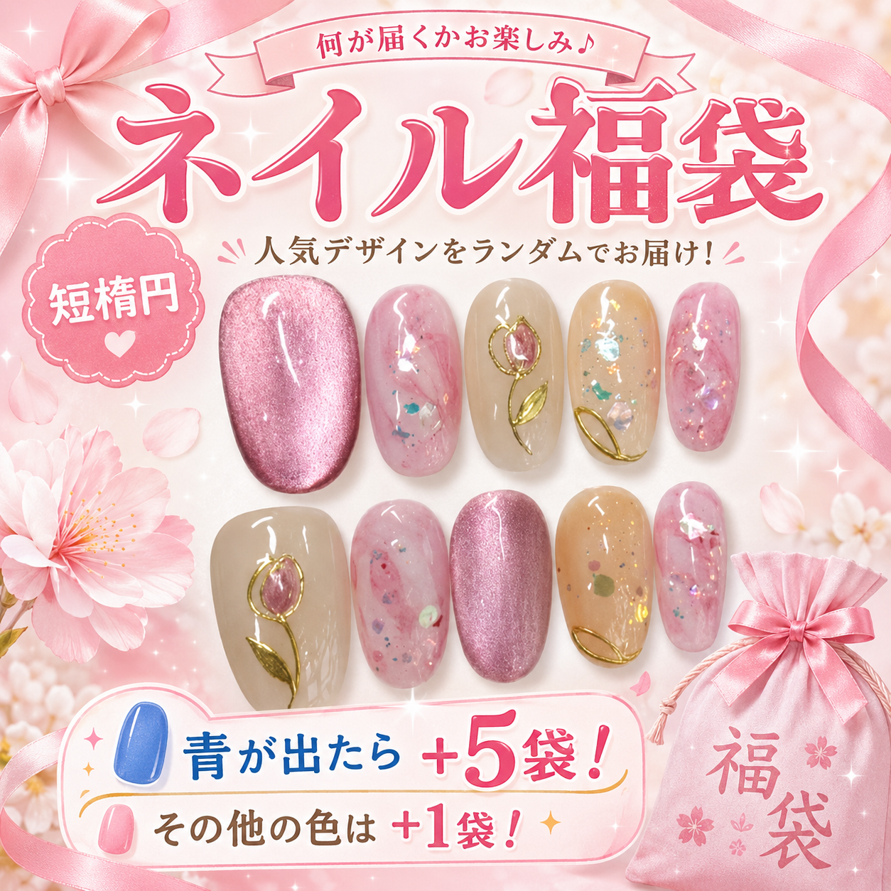 Sen Nail ショートオーバル ネイル福袋 商品画像、ショートオーバルのSen Nailネイル福袋
